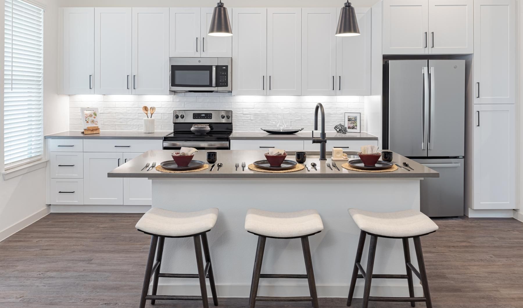 open kitchen with island