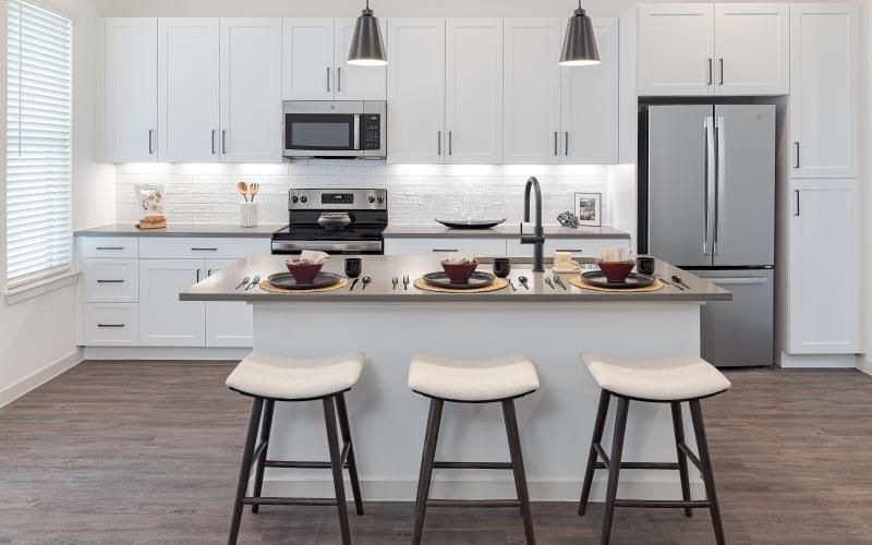 open kitchen with island